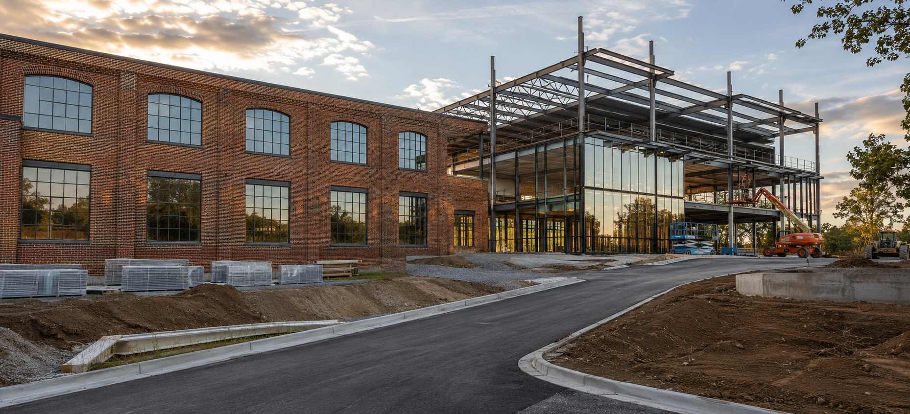 Commercial building adaptive reuse and new construction